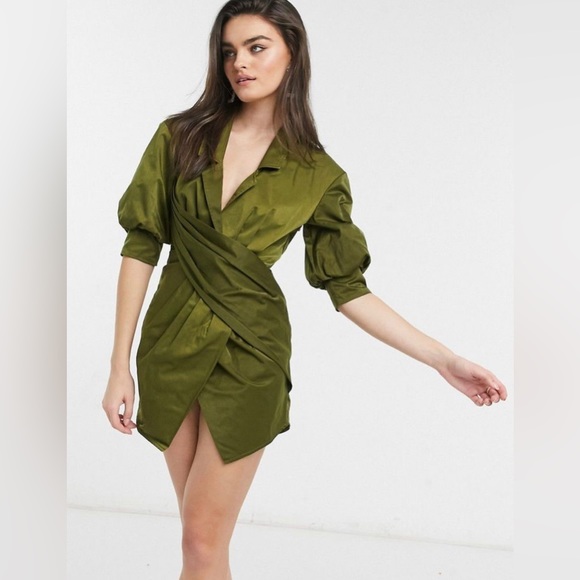 WRAP WAIST TUX MINI DRESS BY ASOS SIZE 10 US - Picture 2 of 9